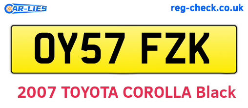 OY57FZK are the vehicle registration plates.