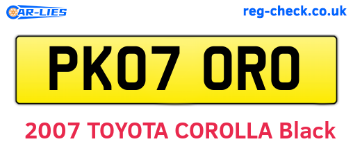 PK07ORO are the vehicle registration plates.