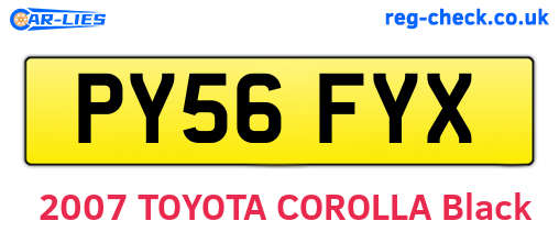 PY56FYX are the vehicle registration plates.