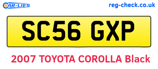 SC56GXP are the vehicle registration plates.