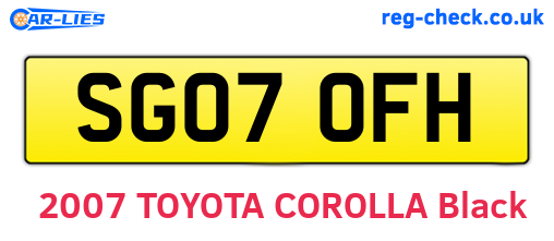 SG07OFH are the vehicle registration plates.