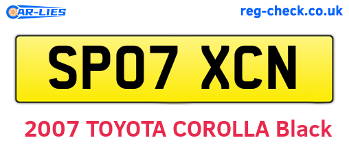 SP07XCN are the vehicle registration plates.