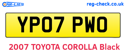 YP07PWO are the vehicle registration plates.