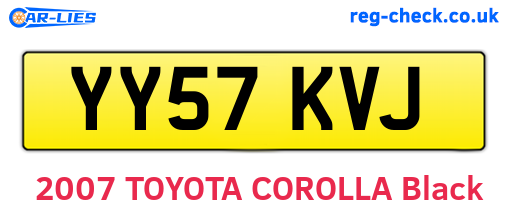 YY57KVJ are the vehicle registration plates.