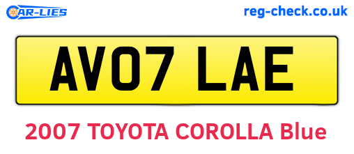 AV07LAE are the vehicle registration plates.