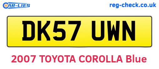 DK57UWN are the vehicle registration plates.