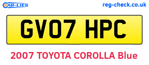 GV07HPC are the vehicle registration plates.
