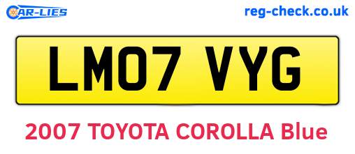 LM07VYG are the vehicle registration plates.