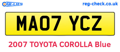 MA07YCZ are the vehicle registration plates.