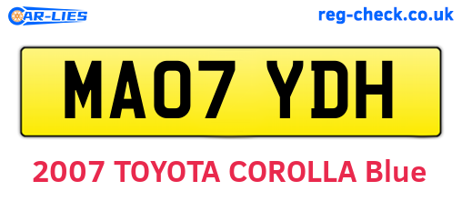 MA07YDH are the vehicle registration plates.