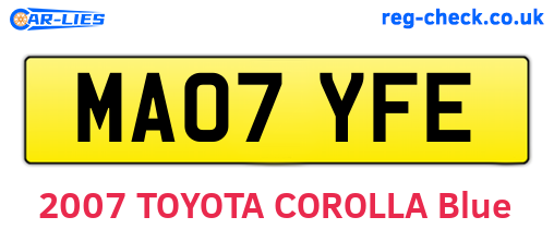 MA07YFE are the vehicle registration plates.