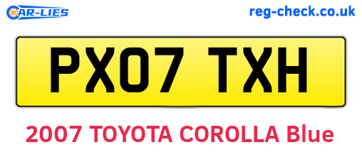 PX07TXH are the vehicle registration plates.