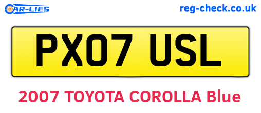 PX07USL are the vehicle registration plates.