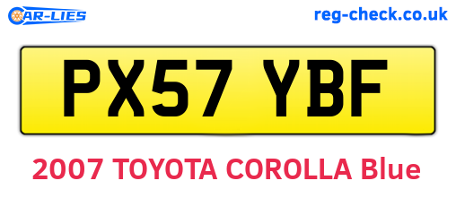 PX57YBF are the vehicle registration plates.
