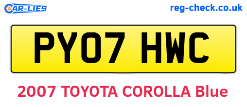 PY07HWC are the vehicle registration plates.