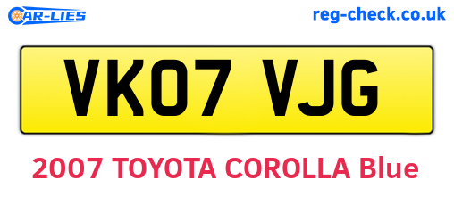 VK07VJG are the vehicle registration plates.