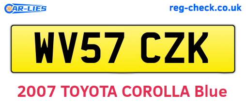 WV57CZK are the vehicle registration plates.