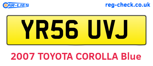 YR56UVJ are the vehicle registration plates.
