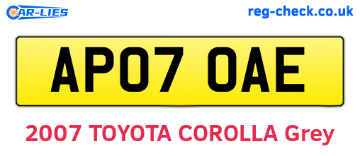 AP07OAE are the vehicle registration plates.