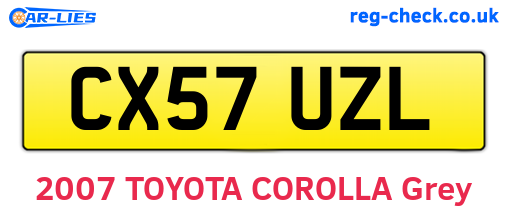 CX57UZL are the vehicle registration plates.