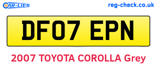 DF07EPN are the vehicle registration plates.