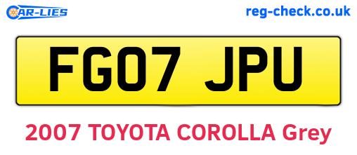 FG07JPU are the vehicle registration plates.