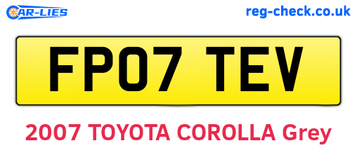 FP07TEV are the vehicle registration plates.