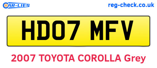 HD07MFV are the vehicle registration plates.