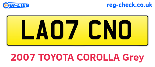 LA07CNO are the vehicle registration plates.