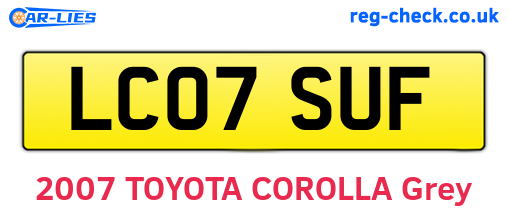 LC07SUF are the vehicle registration plates.