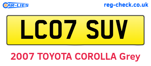 LC07SUV are the vehicle registration plates.