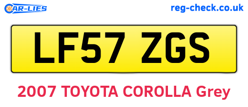 LF57ZGS are the vehicle registration plates.
