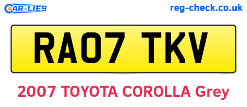 RA07TKV are the vehicle registration plates.