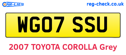 WG07SSU are the vehicle registration plates.