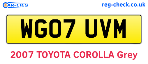 WG07UVM are the vehicle registration plates.
