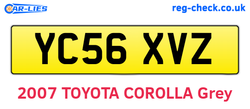 YC56XVZ are the vehicle registration plates.
