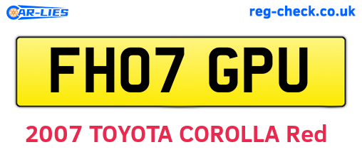 FH07GPU are the vehicle registration plates.