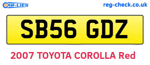 SB56GDZ are the vehicle registration plates.