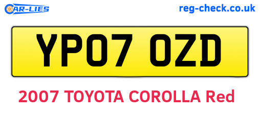 YP07OZD are the vehicle registration plates.