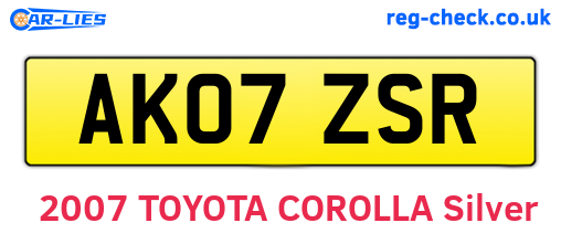 AK07ZSR are the vehicle registration plates.