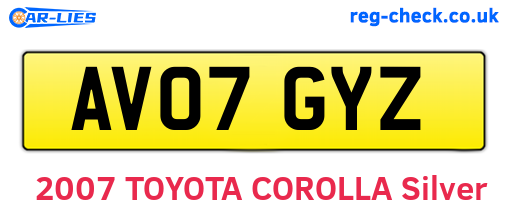 AV07GYZ are the vehicle registration plates.