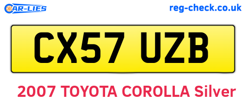 CX57UZB are the vehicle registration plates.