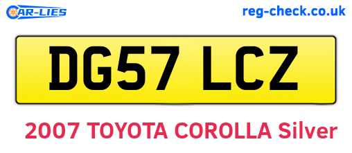 DG57LCZ are the vehicle registration plates.