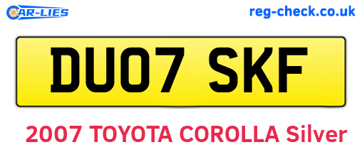 DU07SKF are the vehicle registration plates.