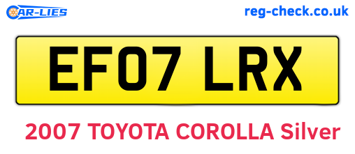 EF07LRX are the vehicle registration plates.