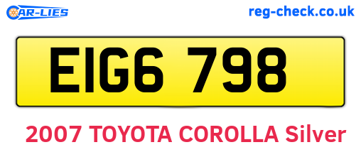 EIG6798 are the vehicle registration plates.