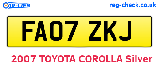 FA07ZKJ are the vehicle registration plates.