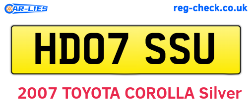HD07SSU are the vehicle registration plates.