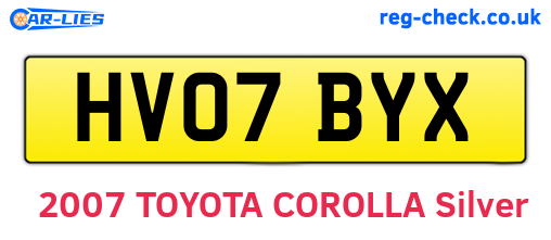 HV07BYX are the vehicle registration plates.