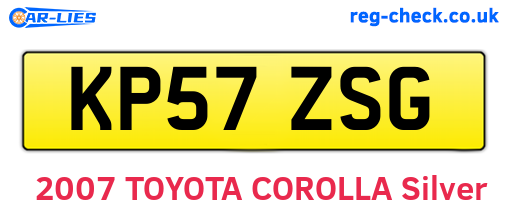 KP57ZSG are the vehicle registration plates.